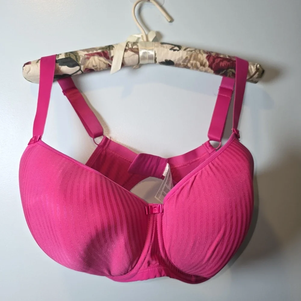 Freya Idol Hot Pink Pinstripe Underwire Balcony Bra 36I US 36G‎ UK AA1050HOK